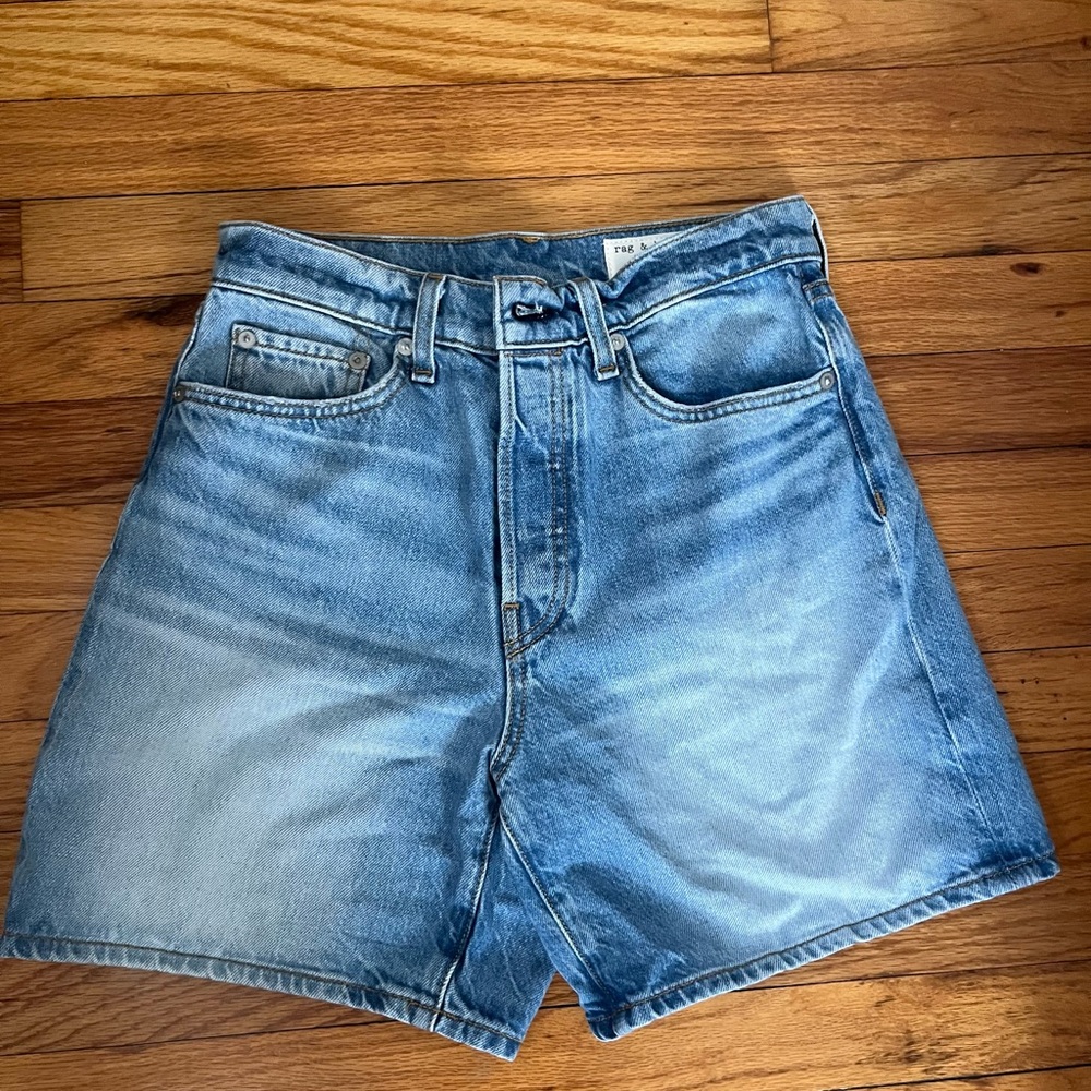 rag & bone High Waist Denim Shorts - Blue